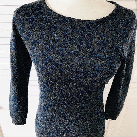 2/$25 LOFT Gray Cheetah Print Petite Sweater Dress Size XS - Picture 6 of 9